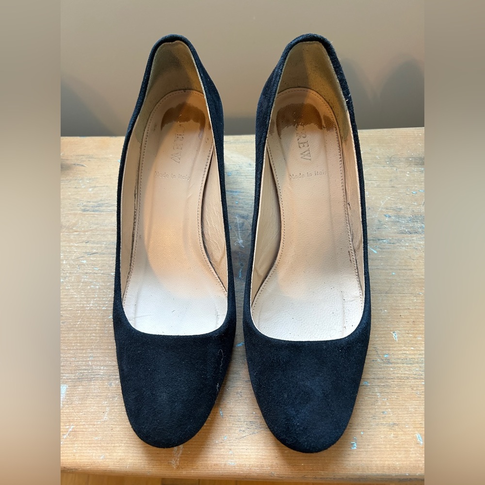 JCrew Block heel  black Suede pumps size 8